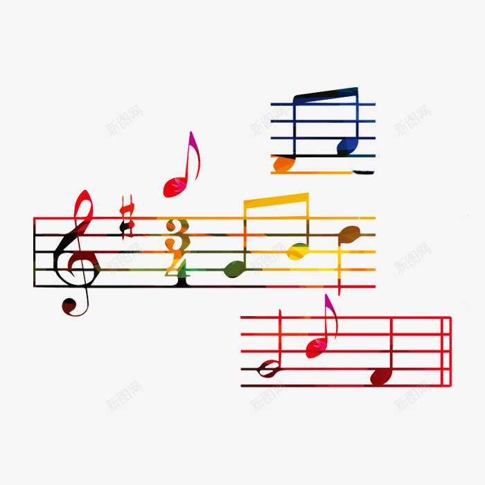 彩色音符png免抠素材_新图网 https://ixintu.com 彩色 矢量装饰 矢量音符 装饰 音符