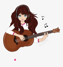 弹吉他的女生素材