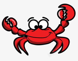 红色螃蟹鱼类超萌卡通手绘Q版动素材
