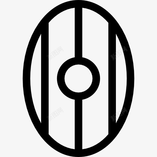 椭圆形的盾与三线和圆图标png_新图网 https://ixintu.com 保护 安全 武器 盾牌 防御