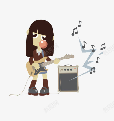 日本摇滚女孩png免抠素材_新图网 https://ixintu.com 个性 吉他 音乐