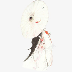 折伞白色唯美装饰背影高清图片