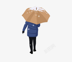 雨伞人雪地里拿着伞的人高清图片