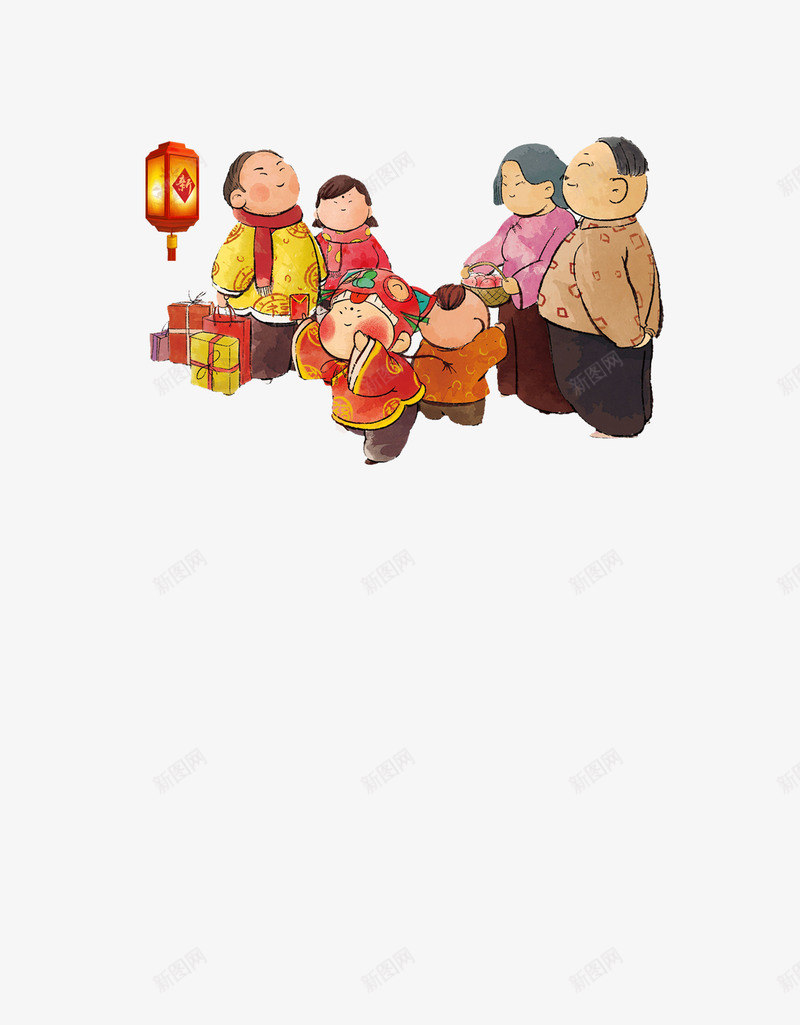 中国风家人守岁团年png免抠素材_新图网 https://ixintu.com 元宵节 家人拜年 家人送礼 怀旧 新年快乐 灯笼