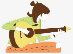 弹吉他的女人矢量图素材