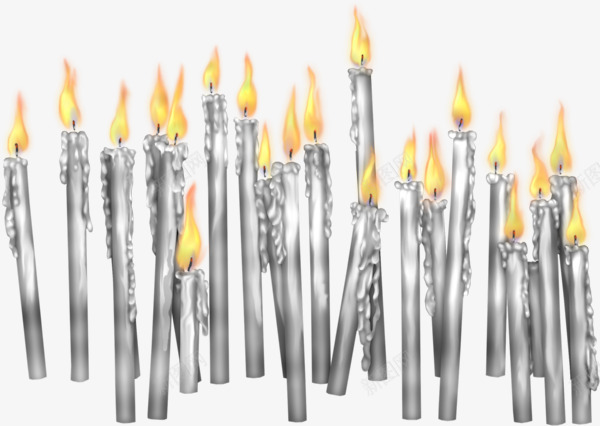 正在燃烧的蜡烛png免抠素材_新图网 https://ixintu.com 火苗 蜡烛 装饰PNG素材 银色