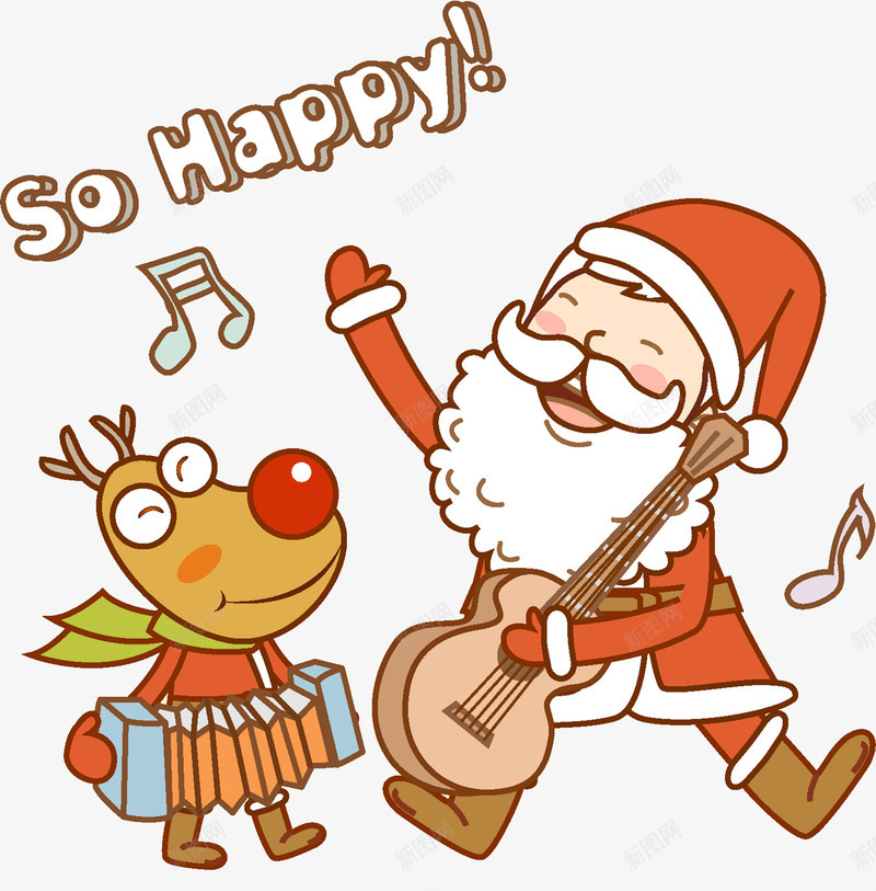 圣诞老人跳舞png免抠素材_新图网 https://ixintu.com 吉他 唱歌 圣诞老人 圣诞节 小鹿 手风琴 跳舞 音乐