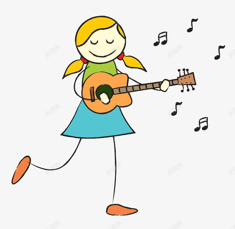 弹吉他的小女孩png免抠素材_新图网 https://ixintu.com 儿童简笔画 卡通手绘 小女孩 小萝莉 弹吉他的人 新图网 萝莉少女