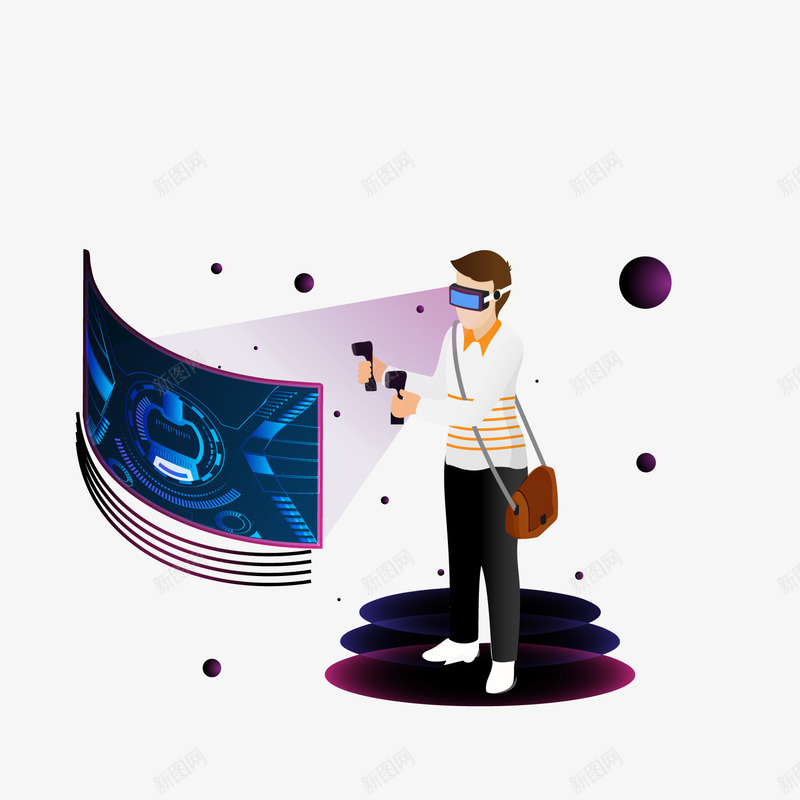 卡通VR体验人物png免抠素材_新图网 https://ixintu.com VR世界 VR体验 卡通人物 科技装饰 背景装饰