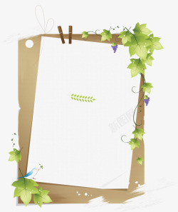 空白纸张设计绿叶空白信纸高清图片