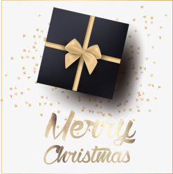 圣诞快乐金色手绘黑色礼盒高清图片