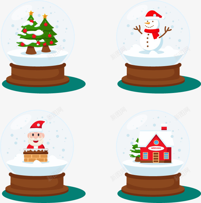 透明的水晶球png免抠素材_新图网 https://ixintu.com 免费png 圣诞树水晶球 圣诞老人 圣诞节水晶球 红房子 雪人