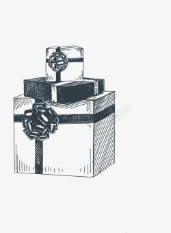 商品物品包装盒手绘三个黑色礼盒礼包高清图片