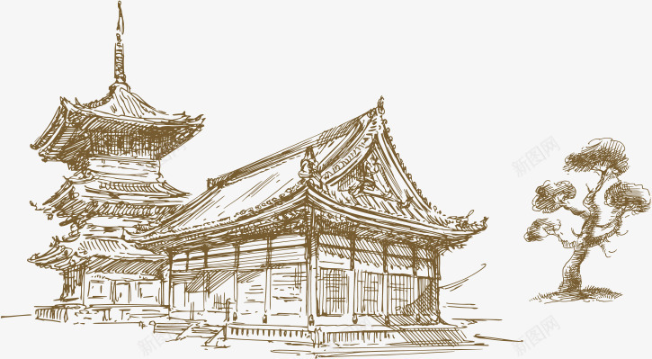 古代建筑古代png免抠素材_新图网 https://ixintu.com 中国风 传统建筑 古代 古代建筑 古建筑 建筑 素描