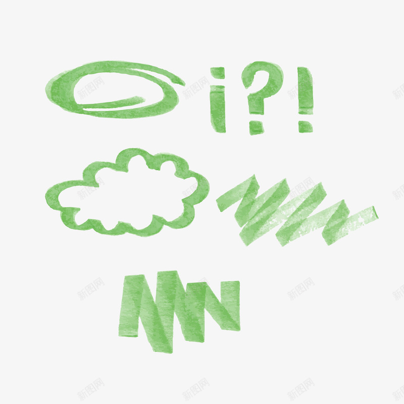 水彩绘绿色问好对话框png免抠素材_新图网 https://ixintu.com 对话框 水彩绘 绿色问号 背景装饰