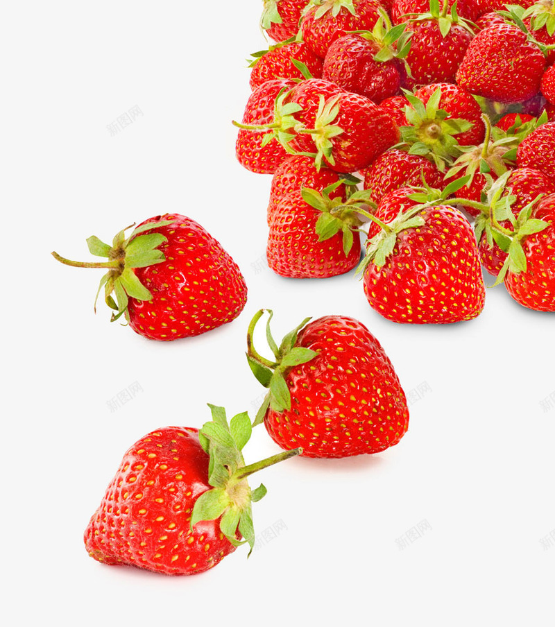 鲜红色草莓水果png免抠素材_新图网 https://ixintu.com 叶子 水果 红色水果 草莓 鲜红色