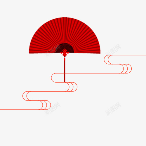 红色折扇png免抠素材_新图网 https://ixintu.com 中国风 古风折扇 红色底纹 线性装饰 装饰图 装饰纹理