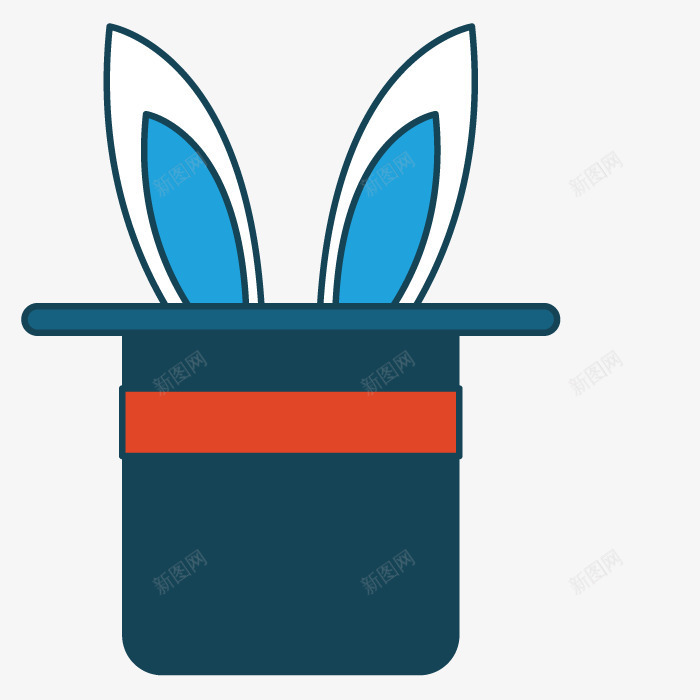 魔术帽子里的兔耳朵png免抠素材_新图网 https://ixintu.com 兔耳朵 动漫 变魔术 魔术帽子