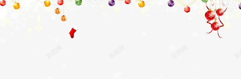 圣诞节顶部装饰png免抠素材_新图网 https://ixintu.com 圣诞节顶部装饰 彩球 袜子 雪花