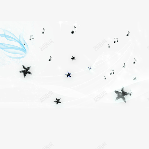 飘浮的额星星和乐符png免抠素材_新图网 https://ixintu.com 星星 音乐 音符