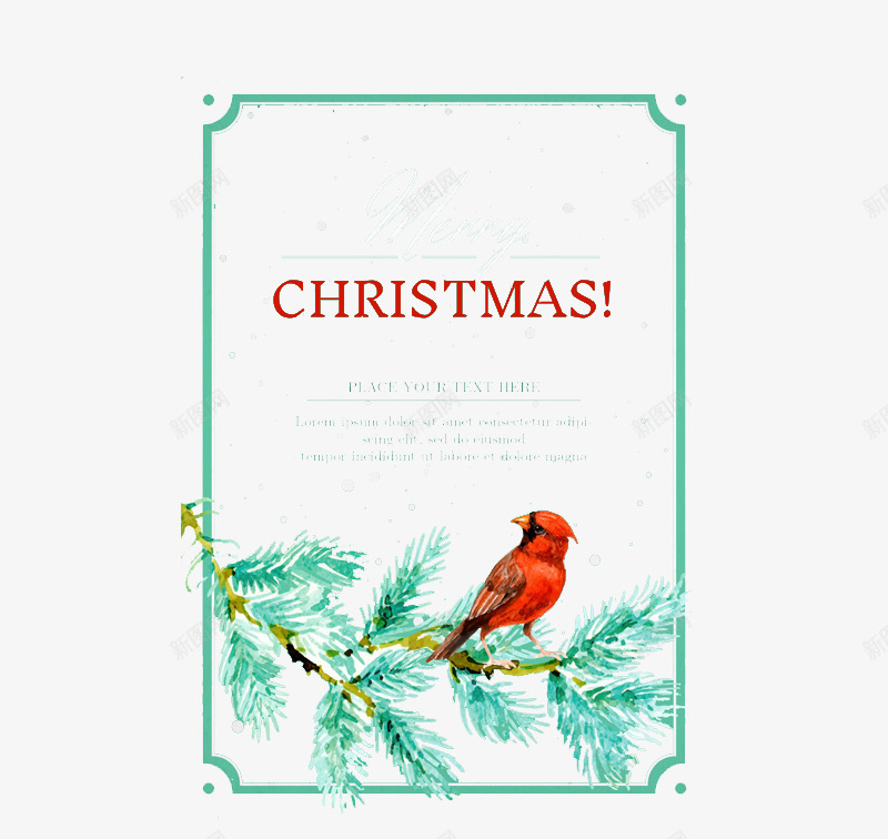 树枝上的红色鸟png免抠素材_新图网 https://ixintu.com 圣诞 树枝 红色 贺卡 鸟