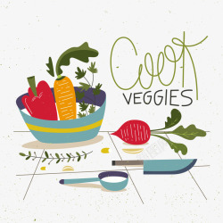 蔬菜和厨房用具素材