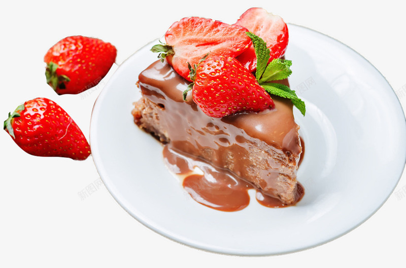巧克力草莓蛋糕png免抠素材_新图网 https://ixintu.com 下午茶 产品实物 甜点 零食