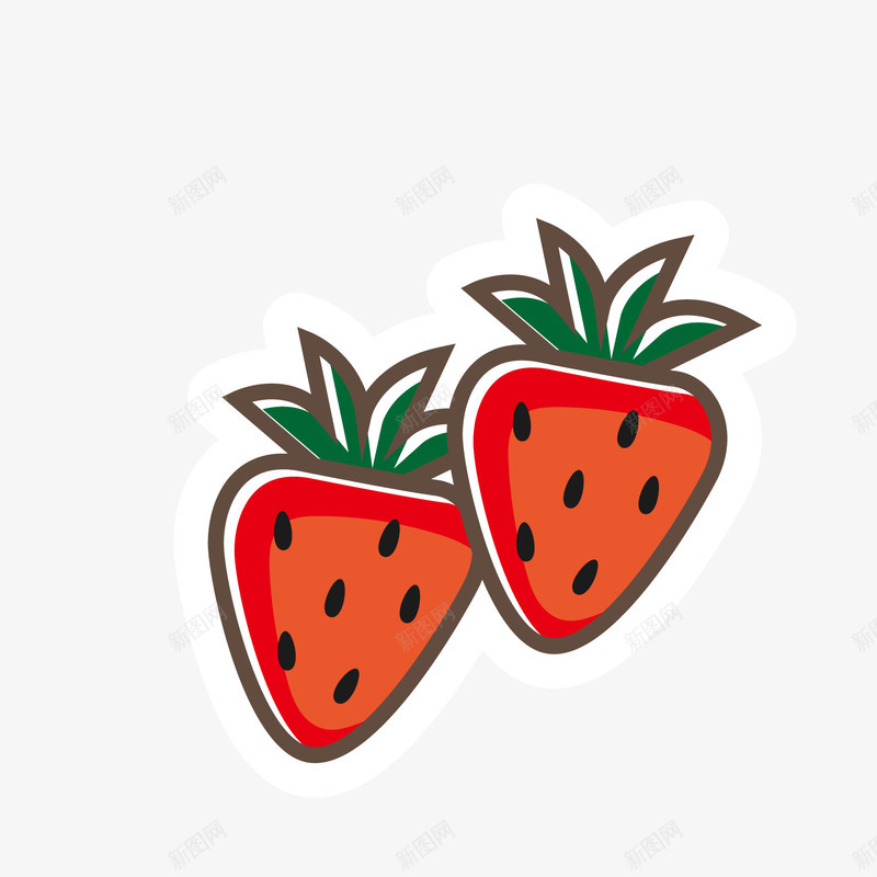彩色草莓png免抠素材_新图网 https://ixintu.com 彩色 手绘 树叶 线稿 绿色 草莓