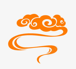 橙色中国风祥云装饰图案素材