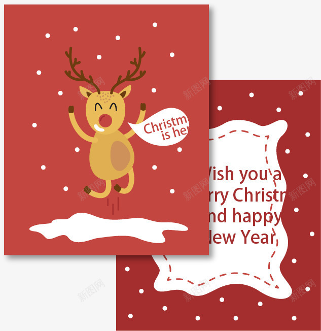红色圣诞卡png免抠素材_新图网 https://ixintu.com 可去背景源文件 圣诞节来啦 驯鹿