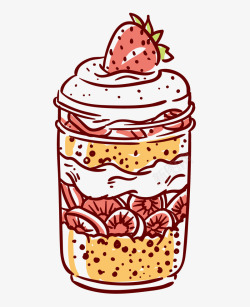好吃冰淇淋美味水果可爱蛋糕手绘蛋糕草莓手高清图片