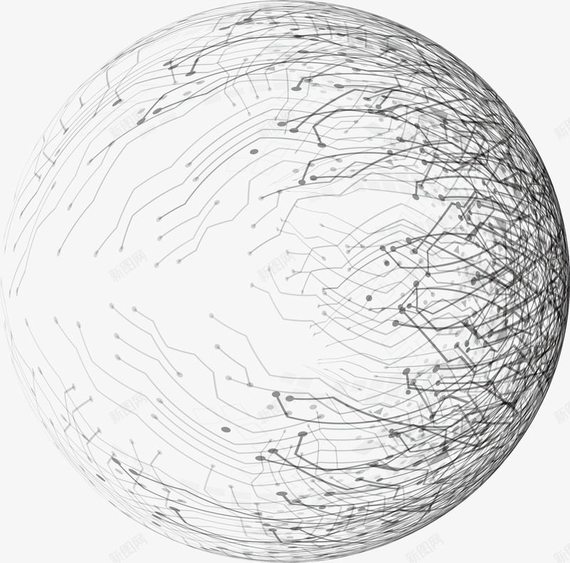 高科技几何线条球体png免抠素材_新图网 https://ixintu.com 几何线条 矢量png 科技感 科技线条 线性 线条球体