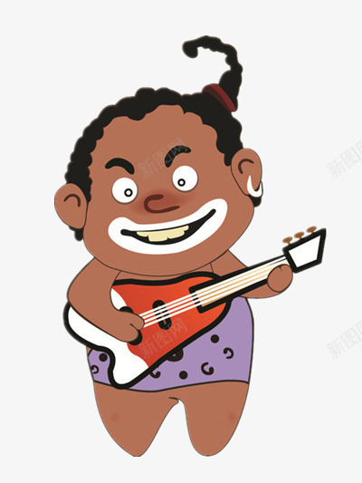 弹吉他的黑妹png免抠素材_新图网 https://ixintu.com 乐器 卡通 可爱 喜感