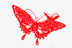 红色昆虫剪纸蝴蝶高清图片