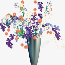 手绘简单紫色小花盆栽素材