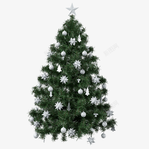 一棵有银色装饰的圣诞树png免抠素材_新图网 https://ixintu.com 圣诞树 圣诞节 布置 挂饰 派对 聚会 装饰 银色