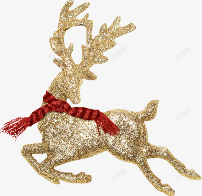 金色圣诞麋鹿装饰元素png免抠素材_新图网 https://ixintu.com 元素 圣诞 装饰 金色 麋鹿