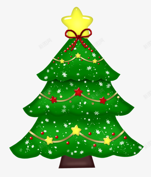 卡通彩色圣诞树png免抠素材_新图网 https://ixintu.com 卡通手绘 圣诞树 彩色饰品 星星