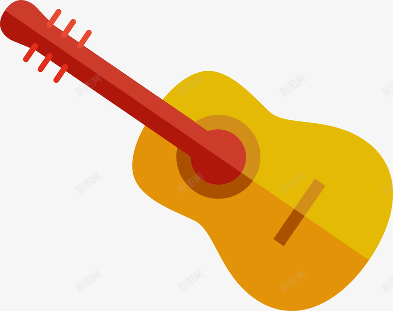 黄色卡通吉他乐器png免抠素材_新图网 https://ixintu.com 乐器 免抠PNG 卡通 吉他 新图网 装饰图案 音乐 黄色