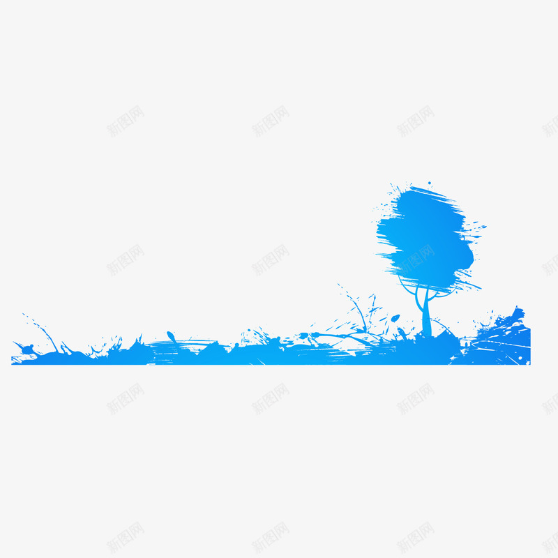 彩绘树木横幅png免抠素材_新图网 https://ixintu.com 喷绘彩绘树木涂鸦横幅植物创意 蓝色
