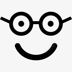 nerdNerd幸福的笑脸在圆角方形脸图标高清图片