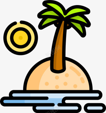 椰树小岛图标图标