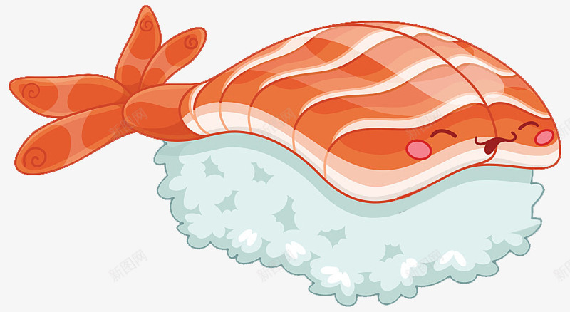 甜虾寿司可爱插图png免抠素材_新图网 https://ixintu.com 可爱插图 寿司 日本料理 甜虾 米饭 表情
