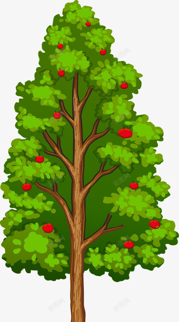 手绘彩色苹果树1png免抠素材_新图网 https://ixintu.com 大树 手绘 树木 植物