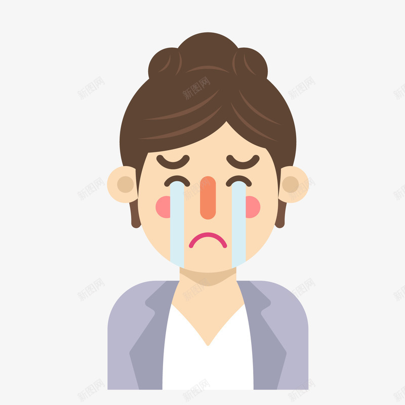 卡通女子哭泣表情png免抠素材_新图网 https://ixintu.com 卡通人物 卡通女子 哭泣表情 感动表情 背景装饰