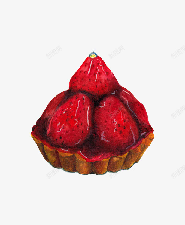 草莓塔裱花png免抠素材_新图网 https://ixintu.com 正面 甜品 红色 草莓 裱花