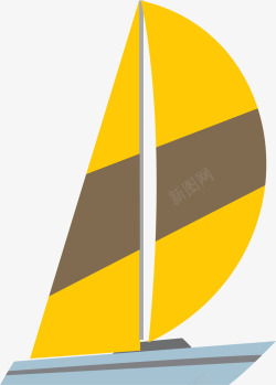 半圆形黄色船帆卡通素材