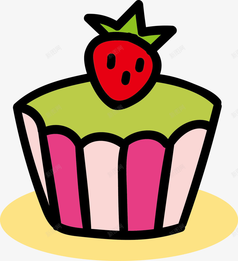 卡通草莓纸杯蛋糕png免抠素材_新图网 https://ixintu.com 布丁 甜品 甜食 纸杯蛋糕 草莓 草莓布丁 蛋糕 食物