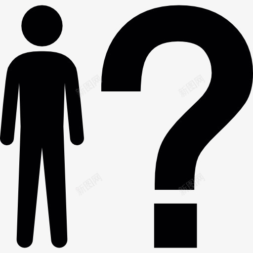 男人站在一个问号图标png_新图网 https://ixintu.com 人的剪影 标志 男人 站在旁边 符号 符号的问题 黑