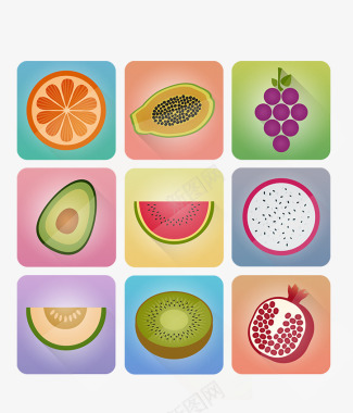 水果方形扁平彩色图标icon图标